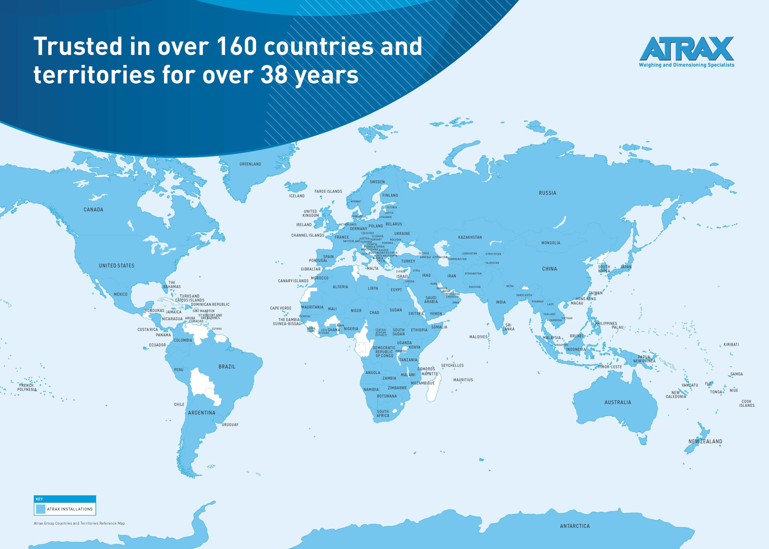 Atrax around the world | Map | 160+ Countries and Territories. Rev 0724